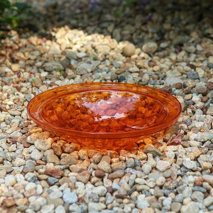 Achla Designs Crackle Glass Bowl, 12-in, Mandarin