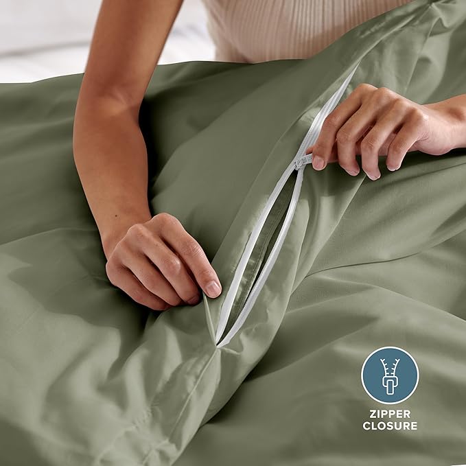 Bare Home Bedding Duvet Cover Oversized Queen - Premium 1800 Super Soft Collection - Lightweight, Cooling - Soft Breathable Bedding Duvet Cover (Oversized Queen, Sage)