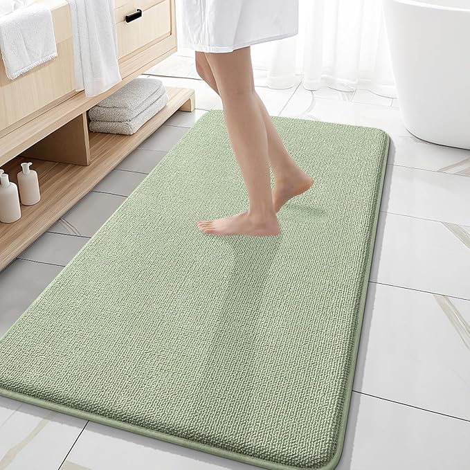 OLANLY Memory Foam Bathroom Runner Rugs 47x20, Long Bath Mats, Sage Green | Soft Quick Dry Bath Mats, Non-Slip, Absorbent Machine Washable Mat for Bathroom Floor, Tub and Shower, Home Decor Accessories
