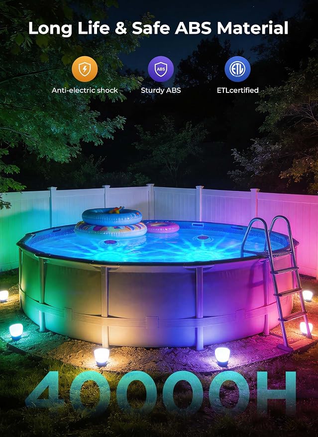Solar Floating Pool Lights 4 Pack, Remote Control RGBWW 12 Lighting Modes | 3 Dimming & Timing IP68 Waterproof, Floating Solar Pool Lights for Above Ground Pools Inground Pool Accessories