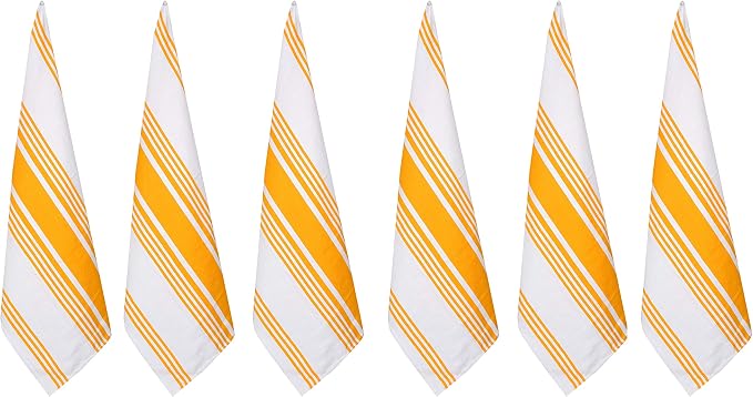 Urban Villa Kitchen Towels Cotton Dish Towels 20”x30” (Set of 6) Yellow Wht
