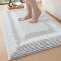 DEXI Bath Mats for Bathroom 36x24, Non Slip Washable Bathroom Rug, Thick Soft Chenille Absorbent Bathmat for Shower Floor, Fluffy Shaggy Carpet for Tub, White