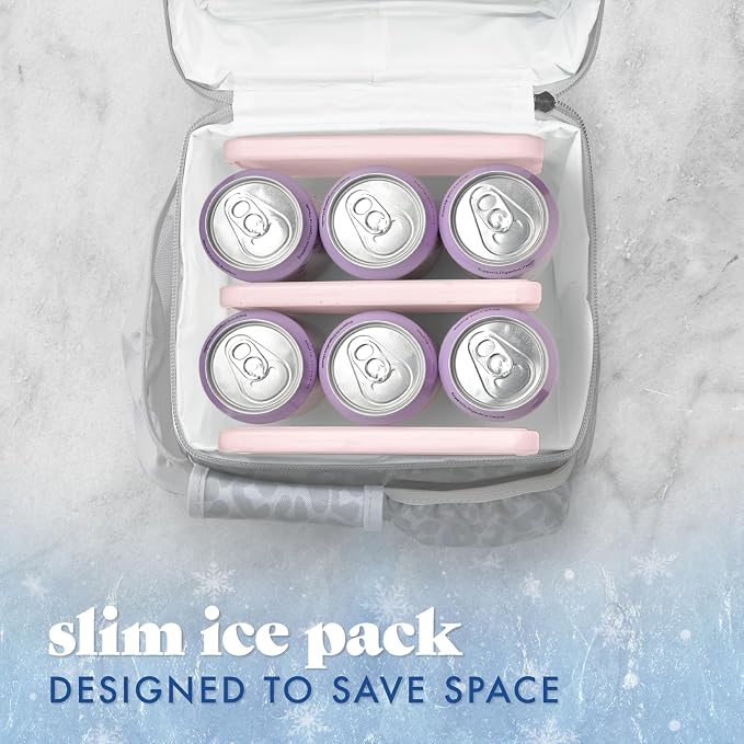 Cool Coolers by Fit & Fresh 4 Pack XL Slim Ice Packs, Quick Freeze Space Saving Reusable Ice Packs for Lunch Boxes or Coolers