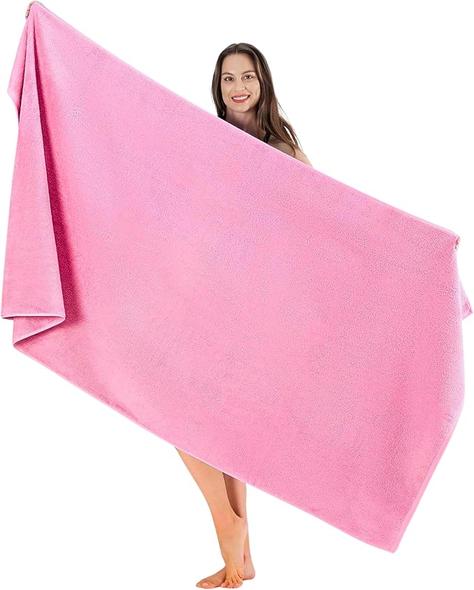 SALBAKOS Luxury 100% Turkish Cotton Bath Sheet 40x80 (1-Piece, Rose Pink) | Extra Large Jumbo Oversized Bathroom and Beach Towel, Super Soft Highly Absorbent Thick Premium Hotel Quality, Made in Turkey