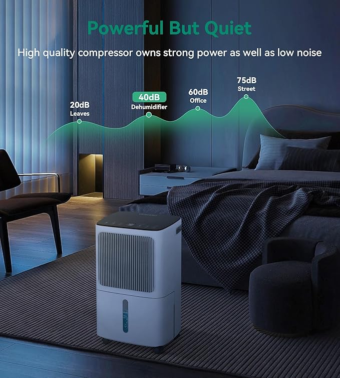 VEAGASO 2500 Sq.Ft Dehumidifier for Basement with Drain Hose, 34-Pint Dehumidifiers for Home, Large Room, Bathroom, Bedroom - 3 Modes, Intelligent Humidity Control, Dry Clothes, 24H Timer