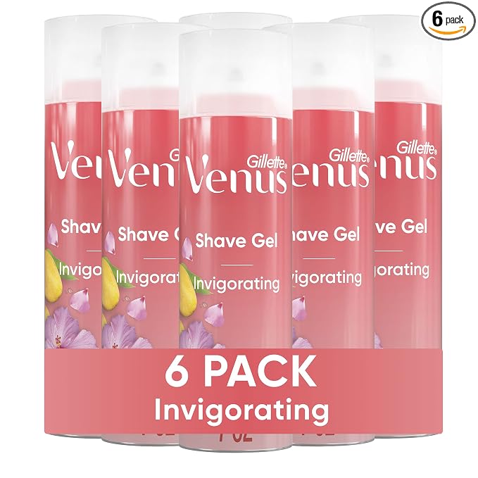 Gillette Venus Invigorating Mango & Hibiscus Scented Shave Gel, Women’s Shaving Cream, 7 oz Pack of 6 (42 oz total)