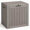 NUNU LAB 35 Gal Outdoor Storage Box Waterproof Lockable,Deck Box,Grey | Waterproof Outdoor Storage Box, Lockable Lid Deck Box for Package Delivery, Backyard Bin for Garden Tools, Patio Cushion
