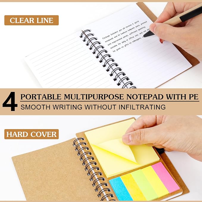 ERUW 40 Pcs Employee Appreciation Gifts Bulk - 20 Sets Inspirational Spiral Notebook Office/Students Team Journal Thank You Gifts Lined Pocket Notepad,Note Books for Nurse Teacher Coworker Volunteer