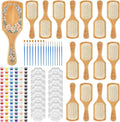Meanplan 16 Set DIY Wooden Hairbrush Painting Kits Make Your Own Hair Brush Hand-Painted Hairbrush Night Party Supplies with Paint Brush and Palette for DIY Gift Party Crafts (Square)