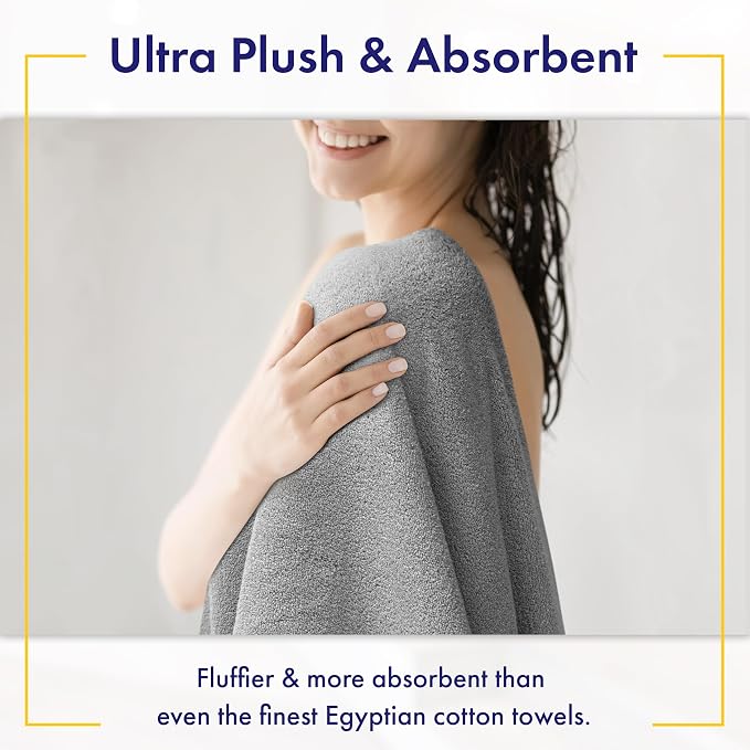 Alusa Home 100% Organic Zero-Twist Cotton Towels - GOTS Certified Luxury Bath Towels - Ultra Soft & Plush 700GSM Long-Staple Cotton - 6 Piece Towel Set (Pewter Grey)