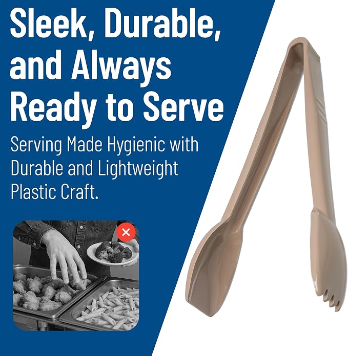Carlisle FoodService Products 460906 Carly Salad Tong, 9" Salad Tong, Beige, 1 Pack