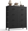 Sweetcrispy 8 Drawer Dresser with Fabric Bins Fabric Storage Tower Organizer for Bedroom Closet Hallway Entryway Tall Chest of Drawers with Steel Frame Wood Top Easy Pull Handles,Black
