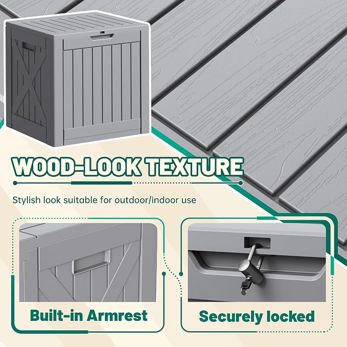 Devoko 40 Gallon Deck Box Lockable Outdoor Storage Box Waterproof for Patio | Weatherproof Use Indoors Outdoors, Holds Patio Cushions, Garden Tools & Pool Supplies, Easy 15-min assembly.
