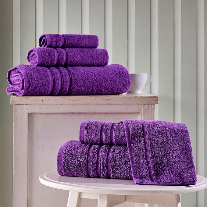Hawmam Linen Purple 6 Piece Bath Towels Set for Bathroom Original Turkish Cotton Soft, Absorbent and Premium 2 Bath Towels, 2 Hand Towels, 2 Washcloths