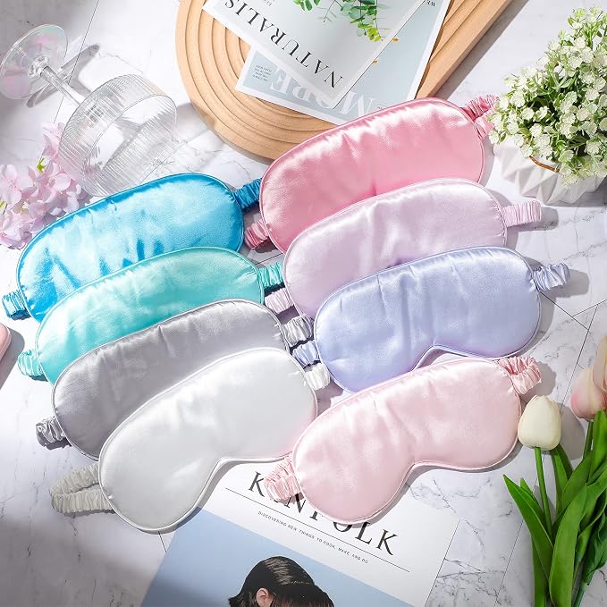 Coume Silk Sleep Mask Eye Coverings for Sleeping Smooth Soft Eye Covers Mask with Elastic Strap for Sleeping Blocking Lights Travel Relax (32), One Size