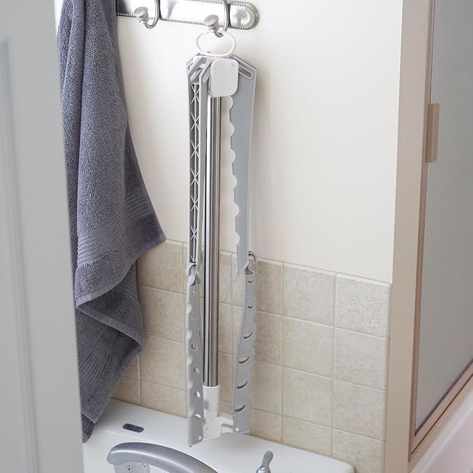 Household Essentials Grey 5006-1 Simple Indoor Tripod Clothes Drying Rack with Carrying Handle for Laundry, Small