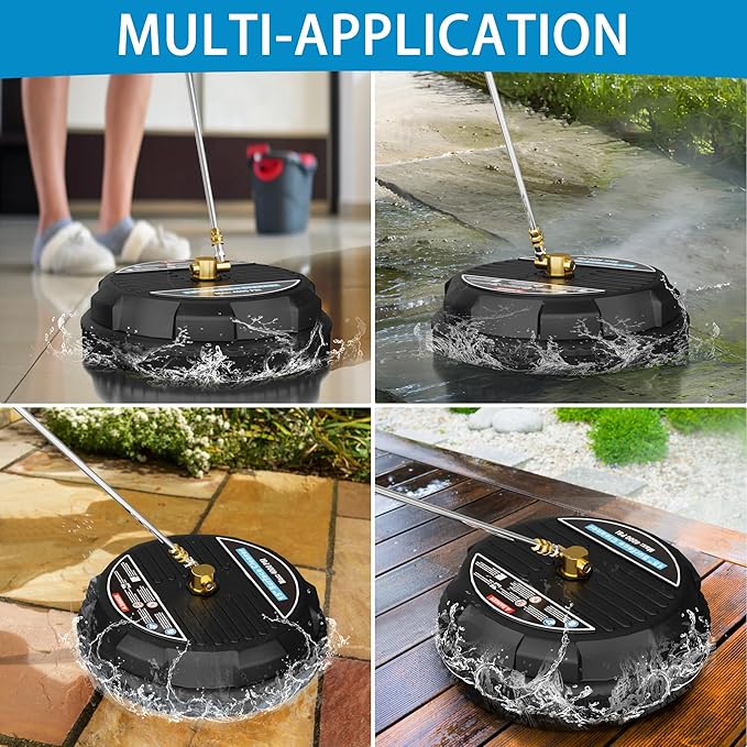 FOTING Pressure Washer Surface Cleaner Attachment, 4000 PSI 3.0GPM Power Washer Accessory Rotary Brush with 2 Nozzles - 1/4" Quick-Connect for Driveway Outdoor Patio Housing Cleaning, 15"