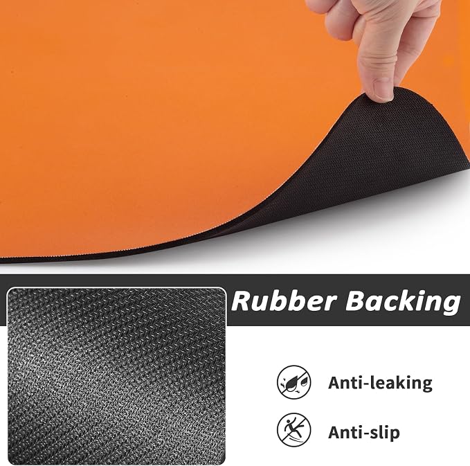 HotLive Dog Food Mat - Absorbent Cat Mat for Food and Water, No Stains Pet Feeding Bowl Mat, Easy to Clean Pet Placemats, Quick Dry Dog Water Dispenser Mat for Messy Drinkers | Paw Orange 18"x 28"