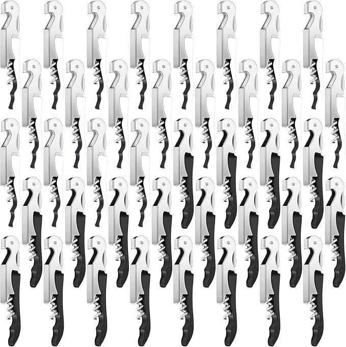 Honoson 40 Pcs Wine Key Opener Corkscrew Bottle Wine Opener Waiter Metal Heavy Beer Corkscrew Serrated Foil Cutter Key for Home Restaurants Bars Waiter Bartenders (Black,White)