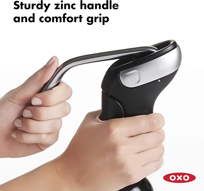 OXO SteeL Vertical Lever Corkscrew with Removable Foil Cutter,Black/Silver,2.1 & SteeL Expanding Leakproof Wine Stopper, (2 Pack)