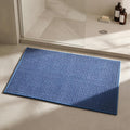 Triohero Bathroom Rugs Non Slip Washable, Super Absorbent Thin Bath Mat Quick Dry Low Pile Bathroom Rug, Denim Blue 24"x36"