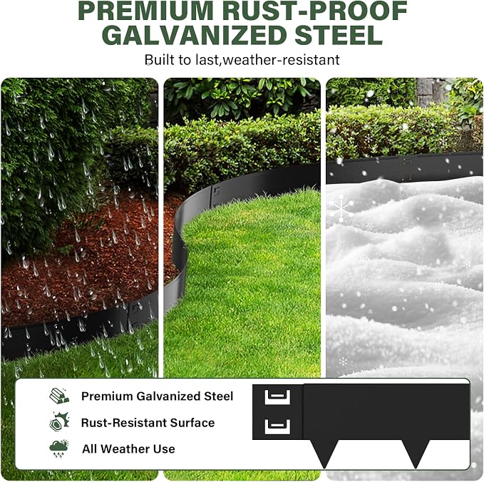 Metal Landscape Edging 6 Pack,40'' L x 6'' H | Heavy Duty Rust-Proof, Easy to Cut & Bend,for Flower Beds, Lawn, Pathway & Garden Borders