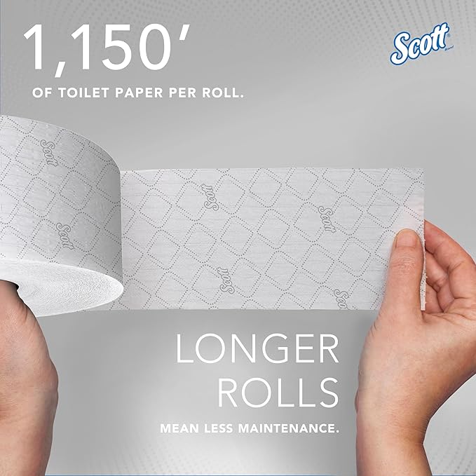 Scott Professional Coreless High-Capacity Jumbo Roll Toilet Paper, Bulk (07006), 2-Ply, Elevated Design, Septic Safe, White (12 Rolls at 1,150' Each, 13,800'/Case)