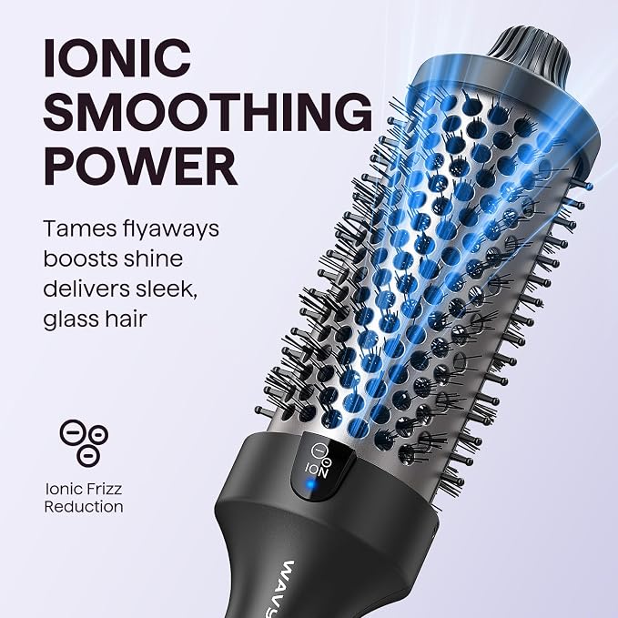 Wavytalk Thermal Brush Blowout Boost Grande, 1.77 Inch Heated Round Brush for Long Hair, Tourmaline Ceramic Negative Ion Technology Reduce Hair Damage, Dual Voltage Black