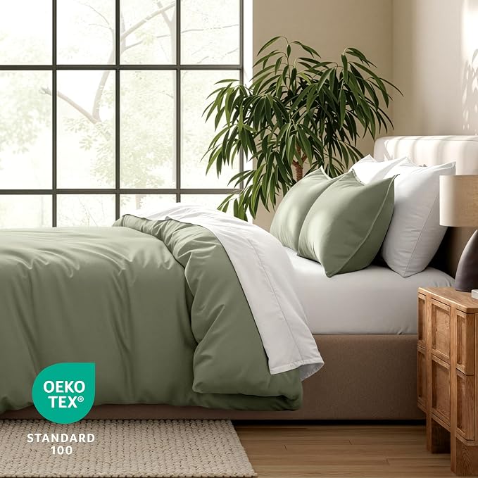 Bare Home Bedding Duvet Cover California King Size - Premium 1800 Super Soft Collection - Lightweight, Cooling - Soft Breathable Bedding Duvet Cover (Cal King, Sage)