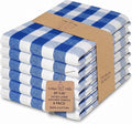 Urban Villa Kitchen Towels 100% Cotton Dish Towels for Kitchen (Set of 6) 20”x30” Dish Cloths Highly Absorbent Kitchen Linen Set with Hanging Loop Perfect for Drying Dishes Cleaning – Blue/White