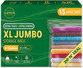 Seal Fresh 5 Gallon Large Plastic Storage Bags – 18" x 24" (15 Count) – Reusable XXL Extra Large Clear Jumbo Zip Bags with Sealable Zipper Top For Clothes, Travel, Moving