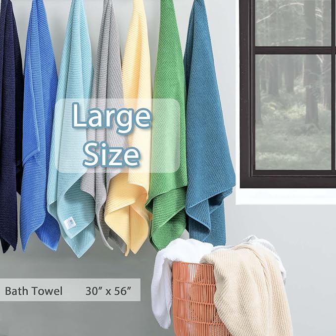 VOOVA & MOVAS Bath Towels 4PC, 100% Cotton, 30x56 in, Dark Beige | Quick Dry, Thick, Soft, Absorbent, Bathroom Essentials, Ideal For Shower, Spa, Household Daily Use