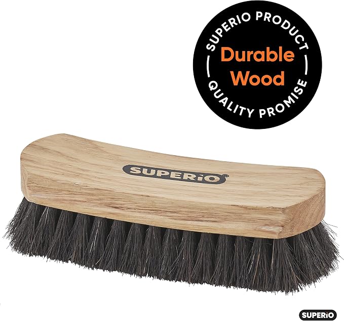 Superio Shoe Brush - Premium 7" Soft Bristles - Ideal for Cleaning and Polishing Shoes and Boots - Creates an Inimitable Shine on Leather - Sturdy and Durable