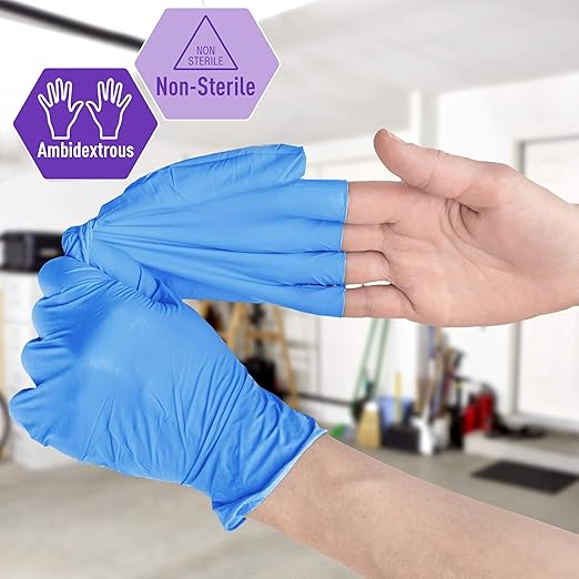 MED PRIDE Nitrile/Vinyl Blend Exam Gloves, Powder-Free, Latex-Free, Disposable, Non-Sterile, Blue, Small (Box of 100)