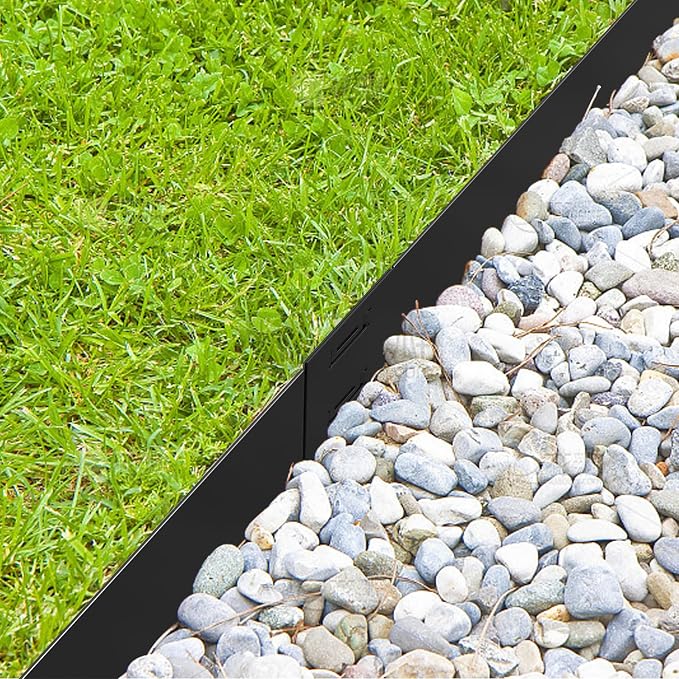 Galvanized Steel Landscape Edging - 40 Inch Strips, 8 Inch Depth, 6-Pack Black Bendable Metal Edging - 20FT Total Length