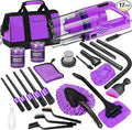 17PCS Car Cleaning Kit, Purple Car Interior Detailing Kit with High Power Handheld Vacuum, Detailing Brush Set, Windshield Cleaner, Cleaning Gel, Complete Auto Accessories for Women Gift