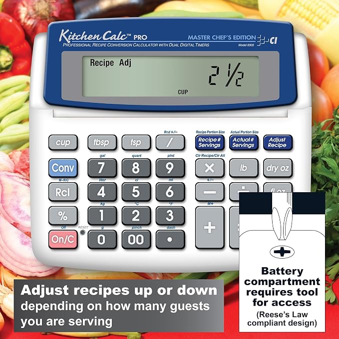 Calculated Industries 8305 KitchenCalc PRO Recipe Conversion Calculator | Countertop Culinary Math Calc with 2 Timers for Recipe Scaling, Chefs, Bakers, Brewers, BBQers, Students & Home Cooks