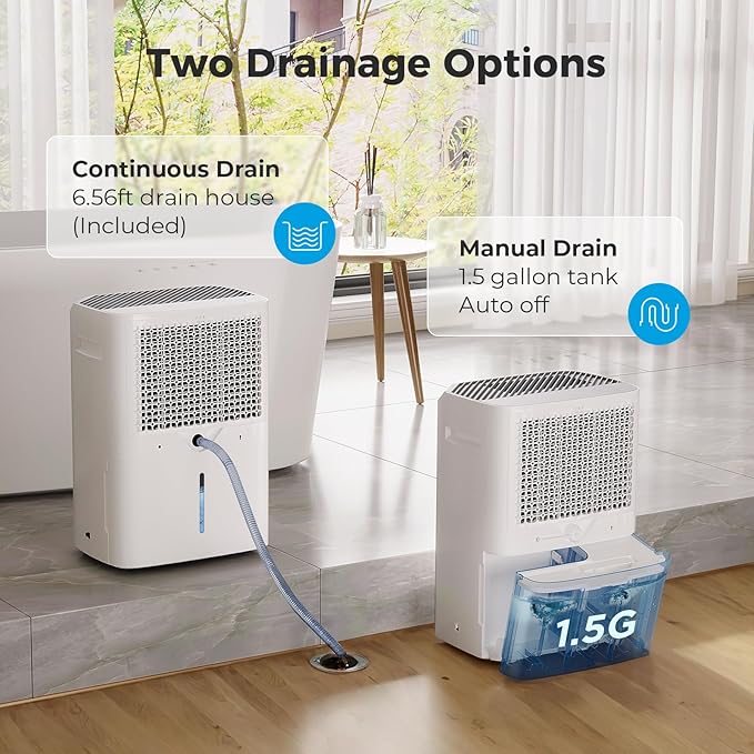 Dehumidifier for Basement, App-Controlled Dehumidifiers for Home with 6.56 Feet Drain Hose, 6000 Sq. Ft. Max 100 Pints Large Dehumidifier with Adjustable Humidity Control, Auto Shutoff, Auto Defrost