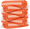 HAVLULAND Turkish Beach Towel Set of 6 Oversized 72x40 100% Turkish Cotton | Soft Hammam Peshtemal, Sand Free, Quick-Dry, Absorbent Bath Towel | Lightweight & Compact for Travel, Pool, Gym, Spa - Orange