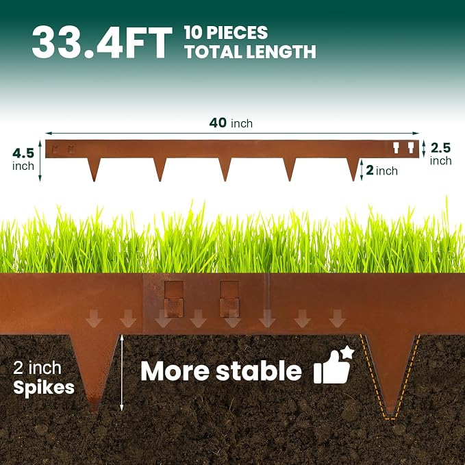 Corten Steel Landscape Edging 4.5 Inch Depth Steel Landscaping Edging 40 Inch Strips 10 pcs Metal Garden Landscape Border Rusted Edge for Lawn Yard Outdoor Plant by GZGNEEVL