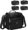 NAONAYA Makeup Brush Bag Extra Large Makeup Brush Case with 4 small bags Professional Makeup Artist Brush Holder Stand Up Organizer for Travel with Adjustable Dividers and Shoulder Strap