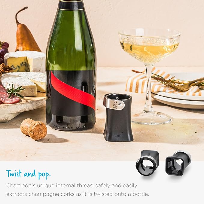 Dreamfarm Bar Tools Bundle | Champop Fast, Easy & Safe Champagne Cork Popper and Winopen Automatic Pocket Wine Corkscrew