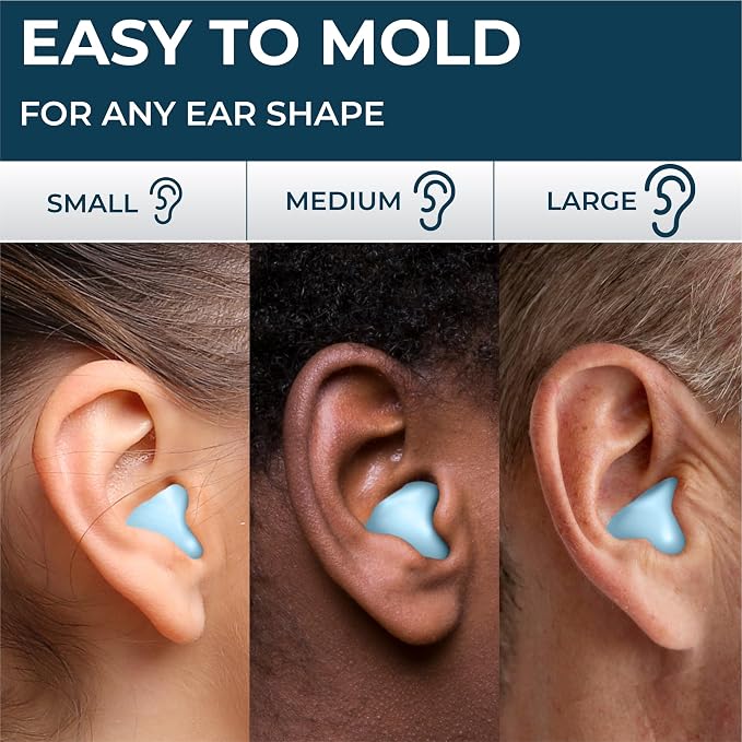 Peace&Quiet | PQ 100 Wax Ear Plugs for Sleeping - Silicone Wax Earplugs for Sleeping and Swimming, Gel Ear Plugs for Noise Cancelling, Sleeping Earplugs, Sound Blocking 32 Db (100 Pillows), White Blue
