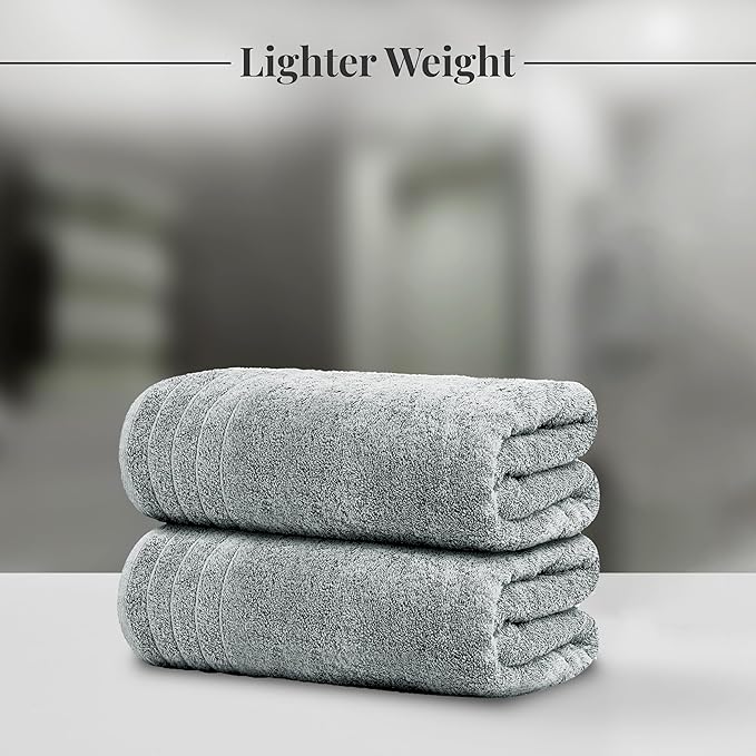 Tens Towels 4 Piece Extra Large Bath Towels 30 x 60 Inches, Cool Grey | 100% Cotton, Larger & Lighter Weight, Quicker to Dry, Super Soft and Absorbent, Perfect for Bathroom