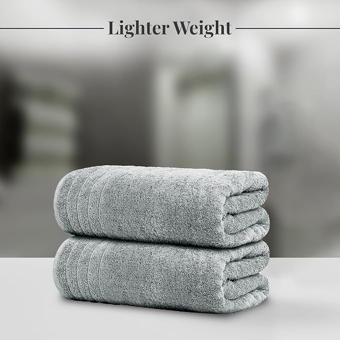 Tens Towels 8 Piece Towel Set, 2 XL Bath, 2 Hand, 4 Washcloth, Cool Grey | 100% Cotton, Lighter Weight, Quicker to Dry, Super Absorbent, Perfect for Bathroom
