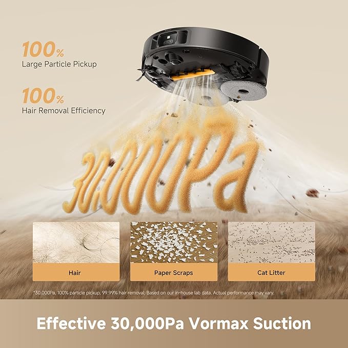 DREAME L60 Ultra PE Robot Vacuum and Mop, 30,000Pa Suction, Self-Cleaning,Corner-to-Edge Deep Cleaning, Detangling Brush, Obstacle Avoidance and 360° Navigation, Black