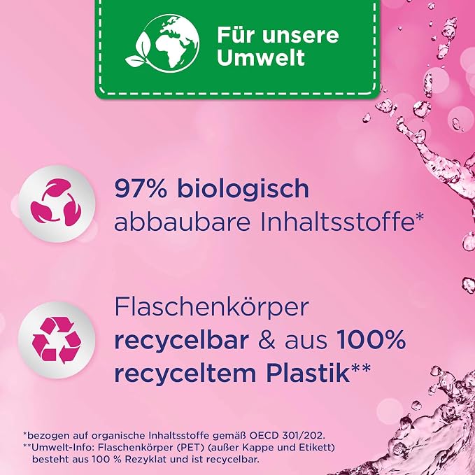VERNEL Wildrose Fabric Softener, 4 x 39 WL (156 Washes), Washing Fragrance for 24 Hours and 7 Days Long-lasting Freshness with Unique Fragrance Technology, Recyclable Bottle