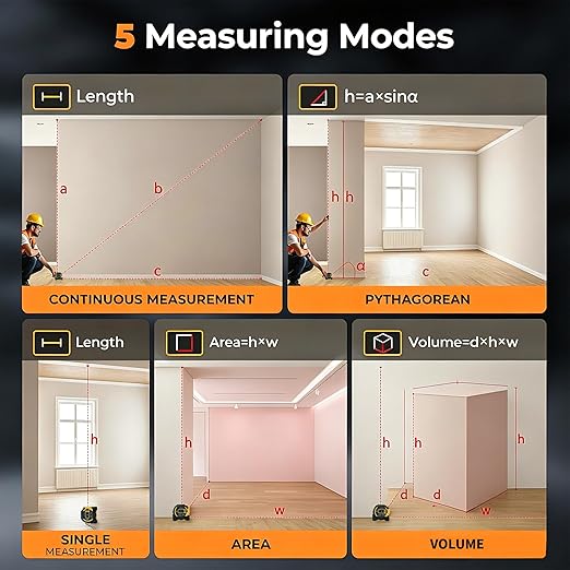 Voice Intelligent Tools 3-in-1 Laser Tape Measure ，Digital Measuring Tape Ruler-LCD Backlight 5M/16Ft Tape & Laser 100m/328Ft Rangefinder，Crosshairs Markings，Data Storage (Yellow, 100m/328ft)