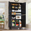 GAIOUS 75.2" Tall Metal Pantry Cabinet, Black Storage Cabinets with 4 Door | and 4 Adjustable Shelves, Kitchen Pantry Storage Cabinet, Freestanding Cupboard for Kitchen Dining Room Living Room Bathroom