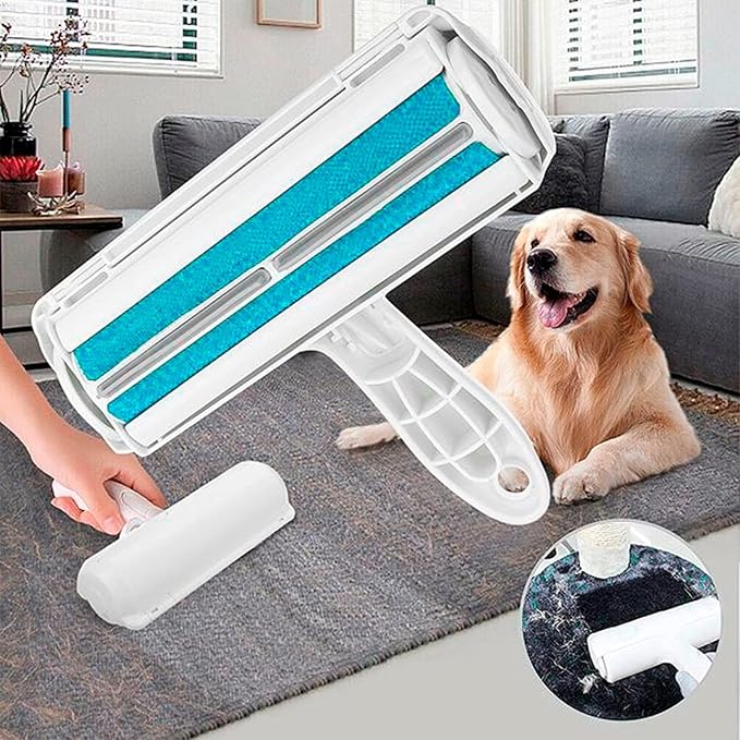 Pet Lint Roller for Clothes, Reusable, Easy Cleaning Catches and Removes Fluffs and Cats Or Dogs Hair from Furniture, Carpets, Clothes, Car Seats and Almost Every Surface
